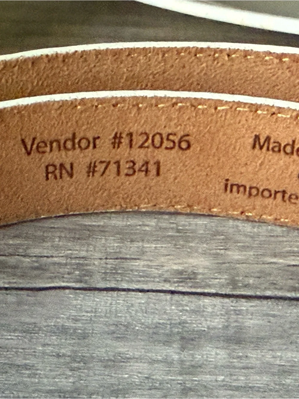 L.L. Bean Cream Leather Belt with Brass-Tone Buckle Size L